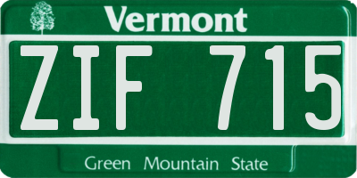 VT license plate ZIF715