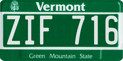 VT license plate ZIF716
