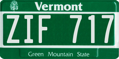 VT license plate ZIF717