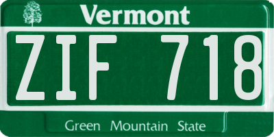 VT license plate ZIF718