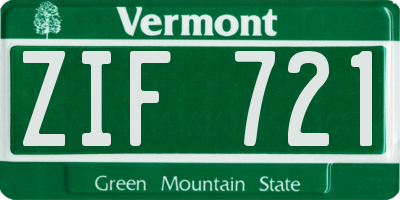 VT license plate ZIF721