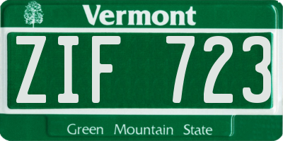 VT license plate ZIF723