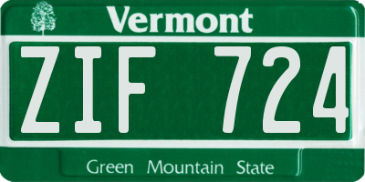 VT license plate ZIF724