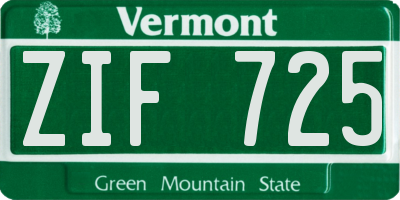 VT license plate ZIF725