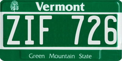 VT license plate ZIF726