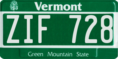 VT license plate ZIF728