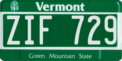VT license plate ZIF729
