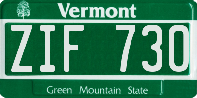 VT license plate ZIF730