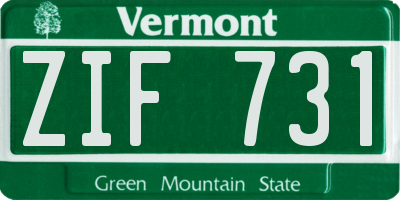 VT license plate ZIF731