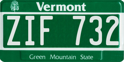 VT license plate ZIF732