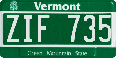 VT license plate ZIF735