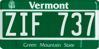 VT license plate ZIF737