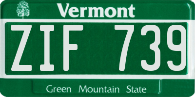 VT license plate ZIF739