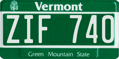 VT license plate ZIF740