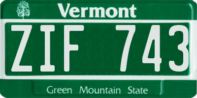 VT license plate ZIF743