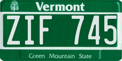 VT license plate ZIF745