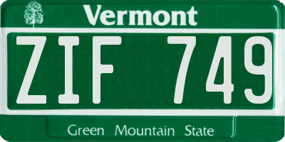 VT license plate ZIF749