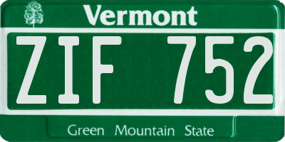 VT license plate ZIF752