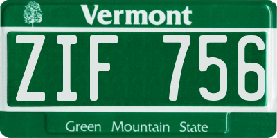 VT license plate ZIF756