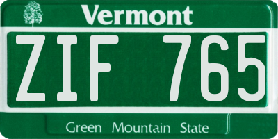 VT license plate ZIF765