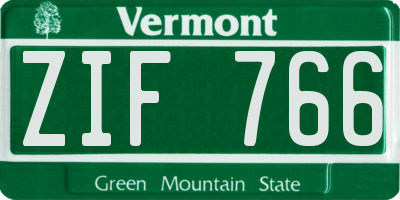VT license plate ZIF766