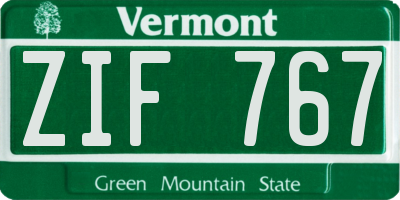 VT license plate ZIF767