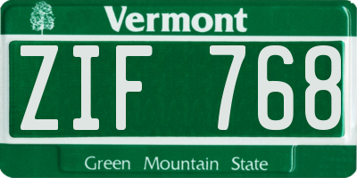 VT license plate ZIF768
