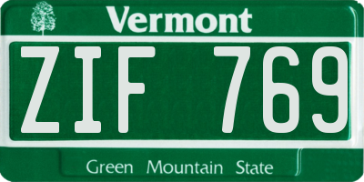 VT license plate ZIF769