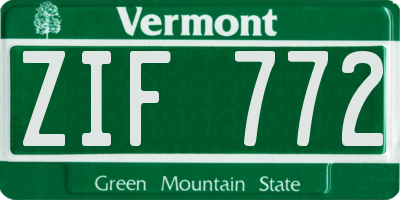 VT license plate ZIF772