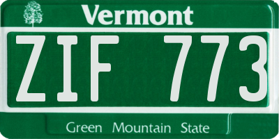 VT license plate ZIF773