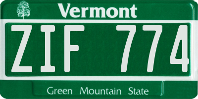 VT license plate ZIF774