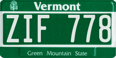 VT license plate ZIF778
