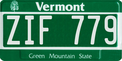 VT license plate ZIF779