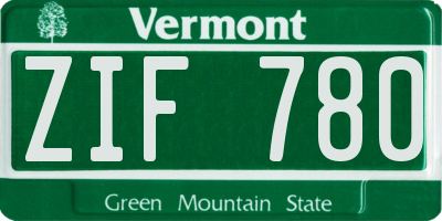 VT license plate ZIF780