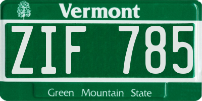 VT license plate ZIF785