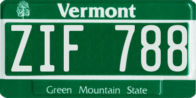 VT license plate ZIF788
