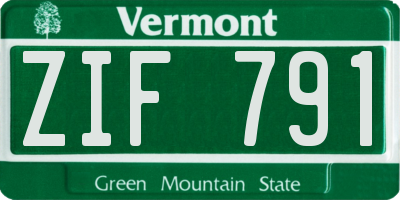 VT license plate ZIF791