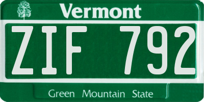 VT license plate ZIF792