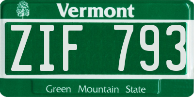 VT license plate ZIF793