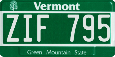 VT license plate ZIF795