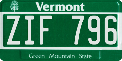 VT license plate ZIF796