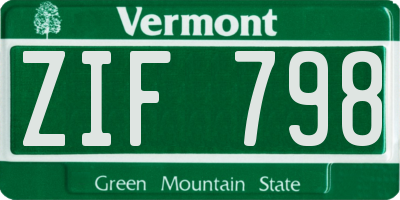 VT license plate ZIF798
