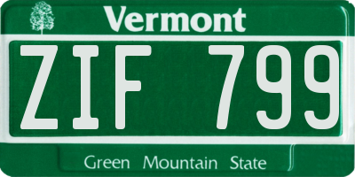 VT license plate ZIF799
