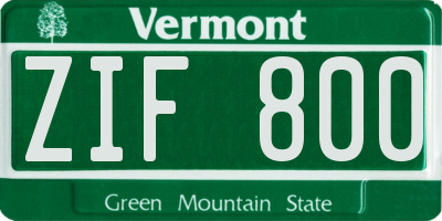 VT license plate ZIF800