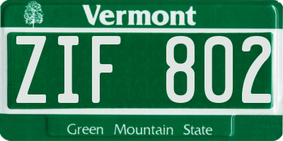 VT license plate ZIF802