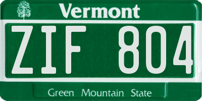 VT license plate ZIF804