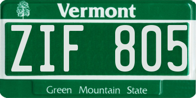 VT license plate ZIF805