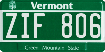 VT license plate ZIF806