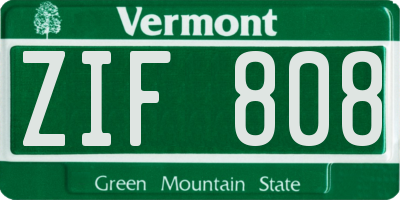 VT license plate ZIF808