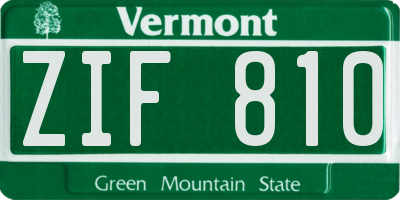 VT license plate ZIF810